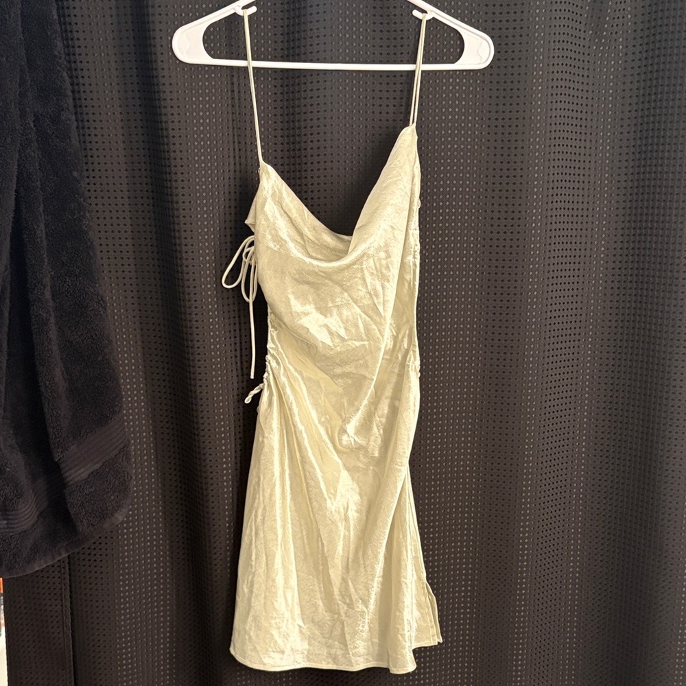 Slip Mini Dress in Light Gold/green - Women